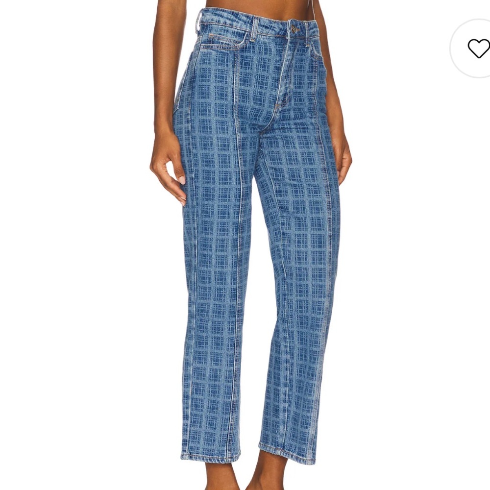 Damson Madder Tovie Jeans in Blue check front seam US 14 UK 18
